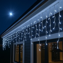 LAMPKI CHOINKOWE SOPLE 300 LED ZEWNĘTRZNE ZIMNA BIEL IP44 CE KURTYNA ŚWIETLANA