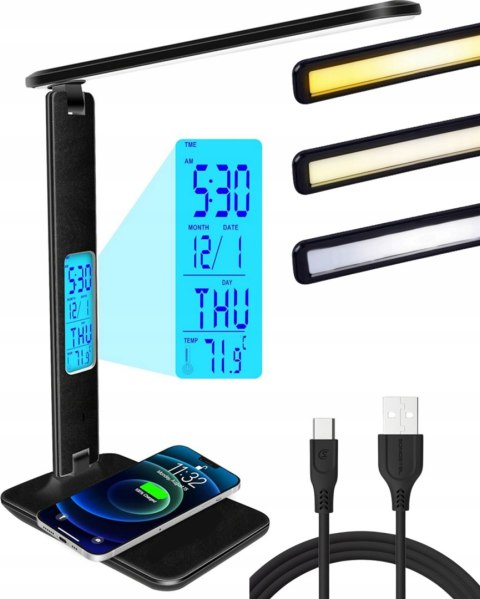Standing desk lamp + clock + charger Standing desk lamp + clock + charger