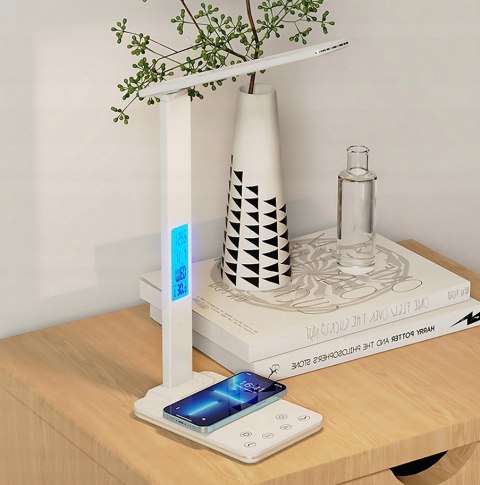Standing desk lamp + clock + charger Standing desk lamp + clock + charger