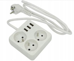 Przedłużacz 3g + 3 usb 2m
