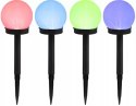 Lampki ogrodowe solar wbijana kula rgb 10 cm