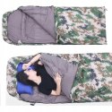 Touristischer reiseschlafsack mit kapuze, warme, leichte camo-decke mit bezug