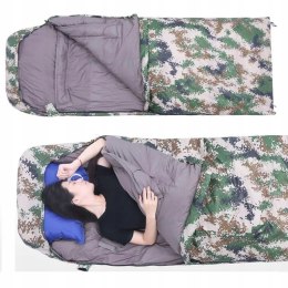 Traveling tourist sleeping bag with hood light warm camo quilt with cover