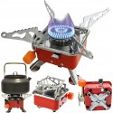 Small red camping stove