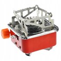 Small red camping stove