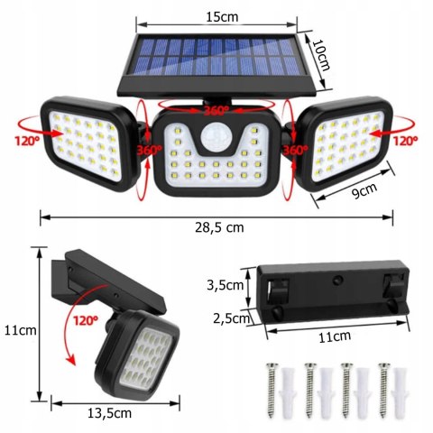 Lampa solarna 3 strony split Lampa solarna 3 strony split