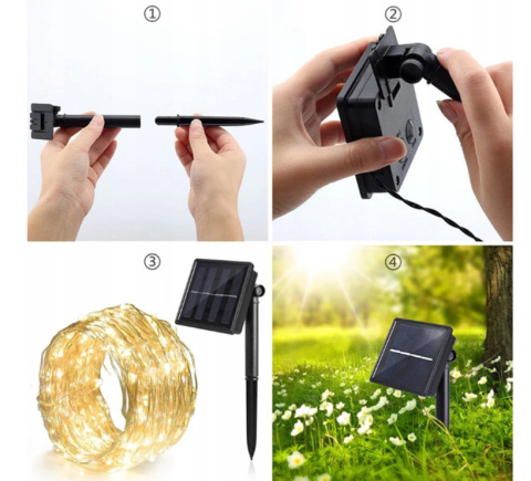 Lampki choinkowe solarne drucik 100 led ww Lampki choinkowe solarne drucik 100 led ww