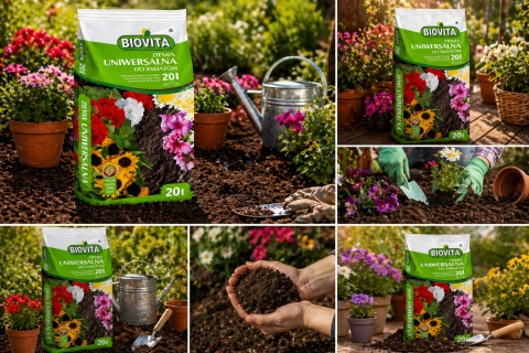 BIOVITA Universal Potting Soil 20L for indoor & balcony plants healthy growth, strong roots, long-lasting flowering