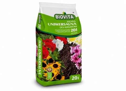 BIOVITA Universal Potting Soil 20L for indoor & balcony plants healthy growth, strong roots, long-lasting flowering