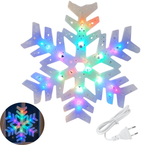 Ozdoba świąteczna LED Śnieżynka 40 cm Płatek śniegu na okno Lampki choinkowe LED multikolor 230V dekoracja bożonarodzeniowa hurt Ozdoba świąteczna LED Śnieżynka 40 cm Płatek śniegu na okno Lampki choinkowe LED multikolor 230V dekoracja bożonarodzeniowa hurt