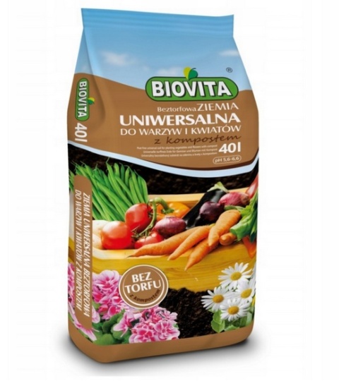 Biovita Peat-Free Universal Soil 40L 🌿 Eco Potting Mix for Vegetables, Flowers & Houseplants 🌸 Compost-Based Substrate 🌍