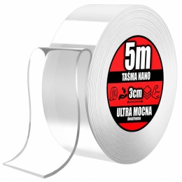 MOCNA TAŚMA DWUSTRONNA WIELOKROTNEGO UŻYTKU 5M