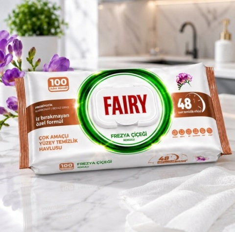 CHUSTECZKI FAIRY UNIWERSALNE DO CZYSZCZENIA SPRZĄTANIA FREZJA KWIATOWE 100